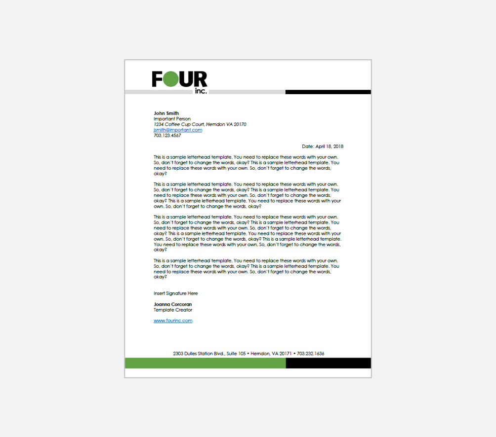 Four Inc. Letterhead